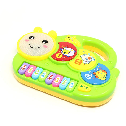 AZi® Musical Elf - Caterpillar Piano with Music and Light Flashing Lights, Animal Sounds & Songs - Battery Operated Kids Toys (Cute Animals)- ABS Plastic, Multi Color (Pack of 1)