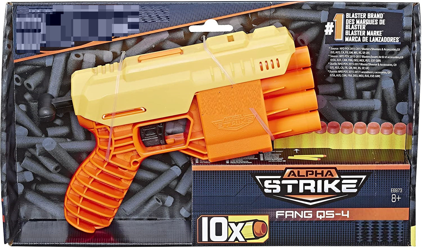 Plastic Alpha Strike | Fang Qs-4 Blaster | 4-Dart Blasting | Fire 4 Darts in A Row | Darts Included | Multicolour