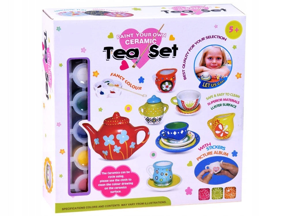 AZi® Paint Your Own Ceramic Tea Set | Ceramic Paint Art Creativity Art Craft Kit for Kids | Lovely Color Beautiful Ceramic Toy | Multicolor