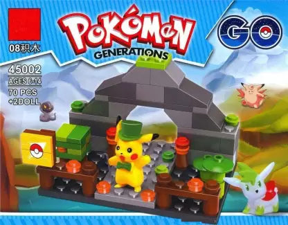 Pokemon Go 70 pcs with 2 Mini Figure Building Block Toy -  (Multicolor)