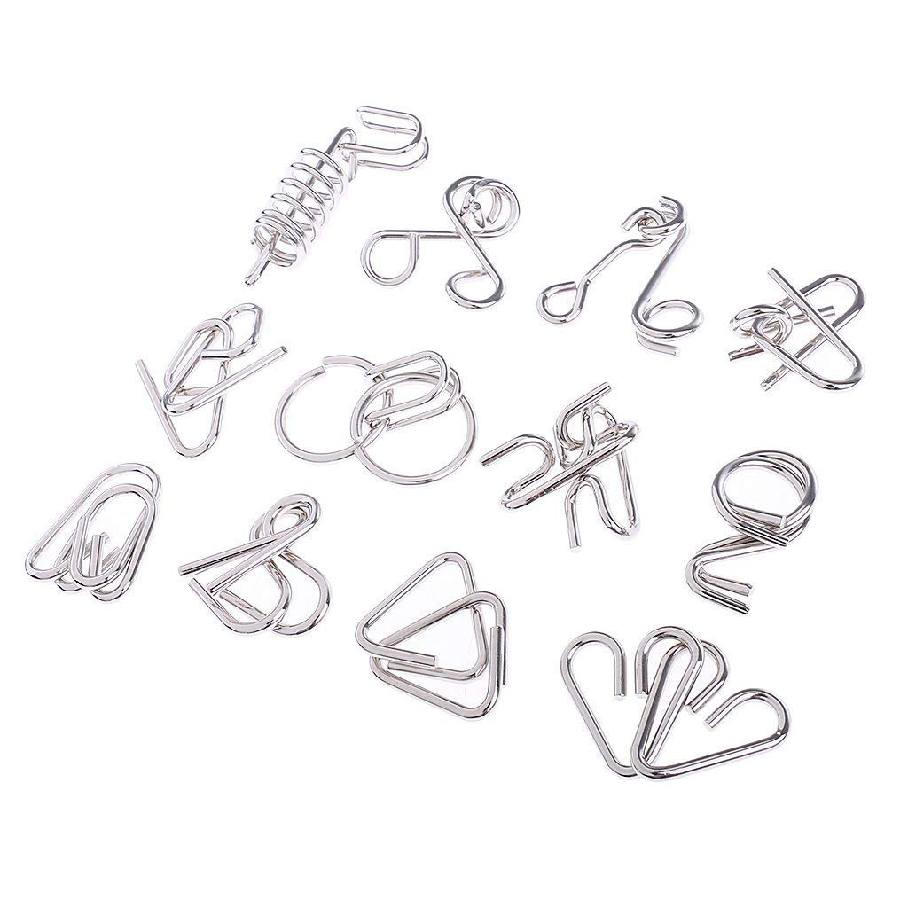 Metal Wire Puzzle Toy Brain Teaser, IQ Test Magic Ring for Kids or Adults 16 Pcs