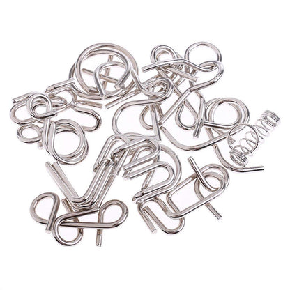 Metal Wire Puzzle Toy Brain Teaser, IQ Test Magic Ring for Kids or Adults 16 Pcs