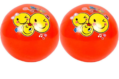 AZi® Multicolor PVC Smiley Ball, Kids Play Balls – Non Toxic, BPA Free - Crush Proof & No Sharp Edges; Ideal for Baby or Toddler Ball - (Pack 2)