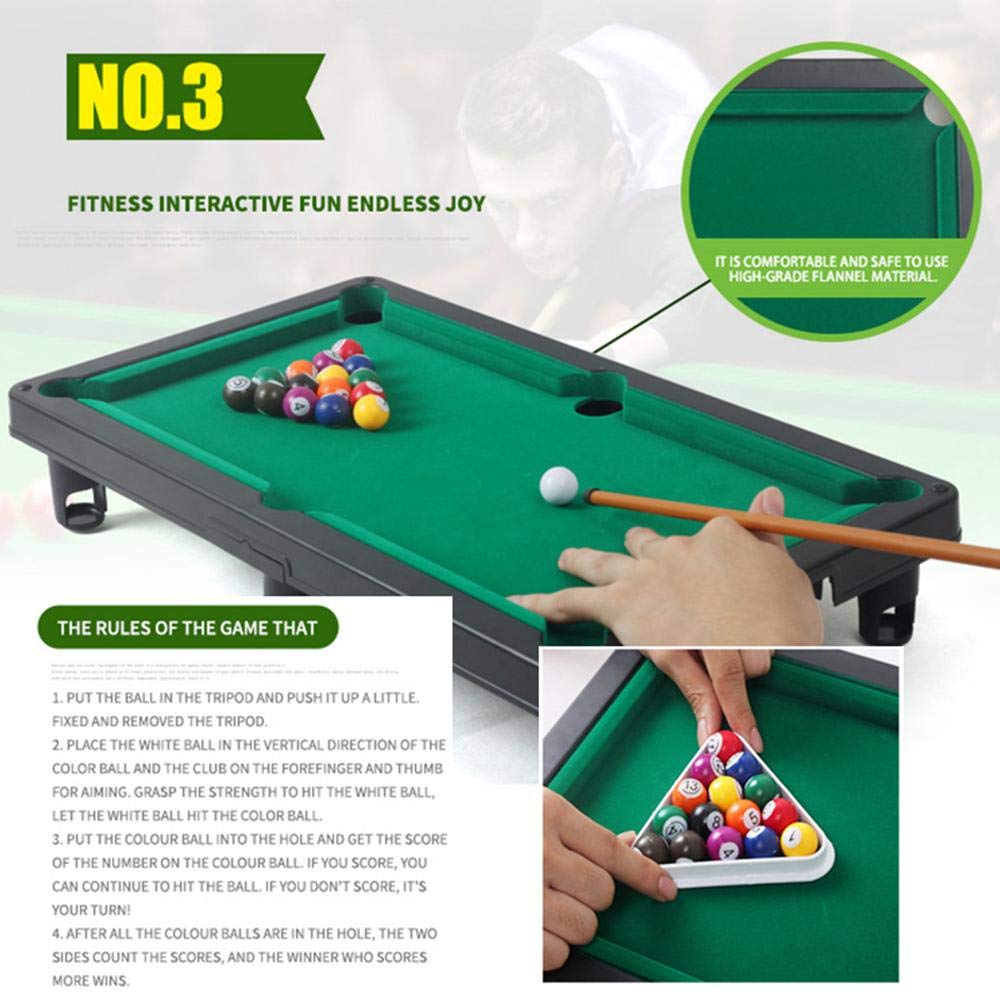 Mini Pool Table, Portable Kids Table Toys, Table Top Snooker Game with Cues All Accessories