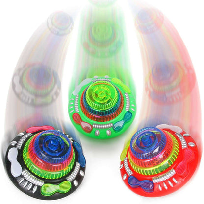AZi TOYS Spinning Top with Lights & Music Light Up Peg Tops LED Spin Toys Gyroscope Flashing Spinner Party Favors Pack of 3 | Multicolor