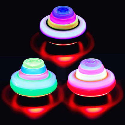 AZi TOYS Spinning Top with Lights & Music Light Up Peg Tops LED Spin Toys Gyroscope Flashing Spinner Party Favors Pack of 3 | Multicolor