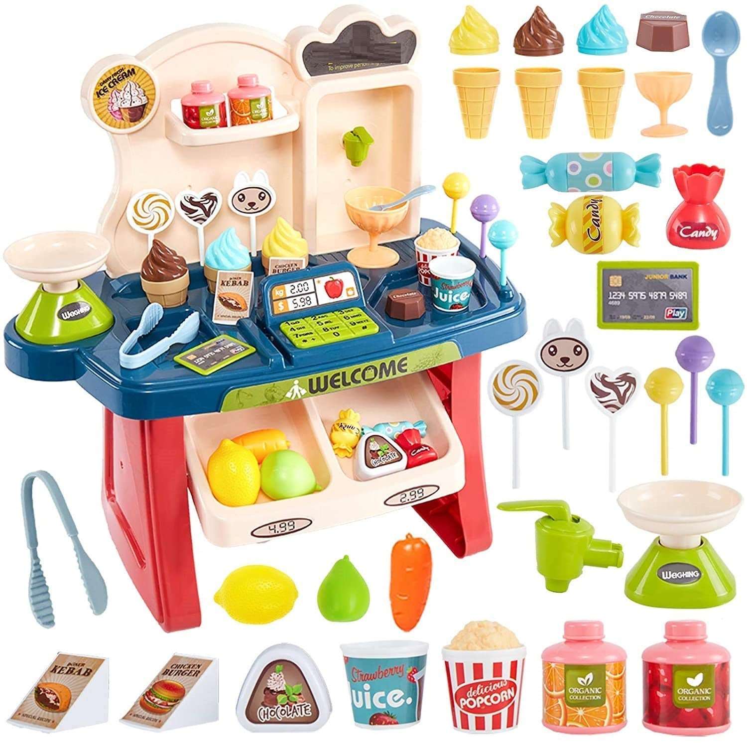 AZi® 33 pcs Children Gift Home Buy Supermarket Cashier Funny Kids Pretend Play Learning Educational Toy with Sound Effects