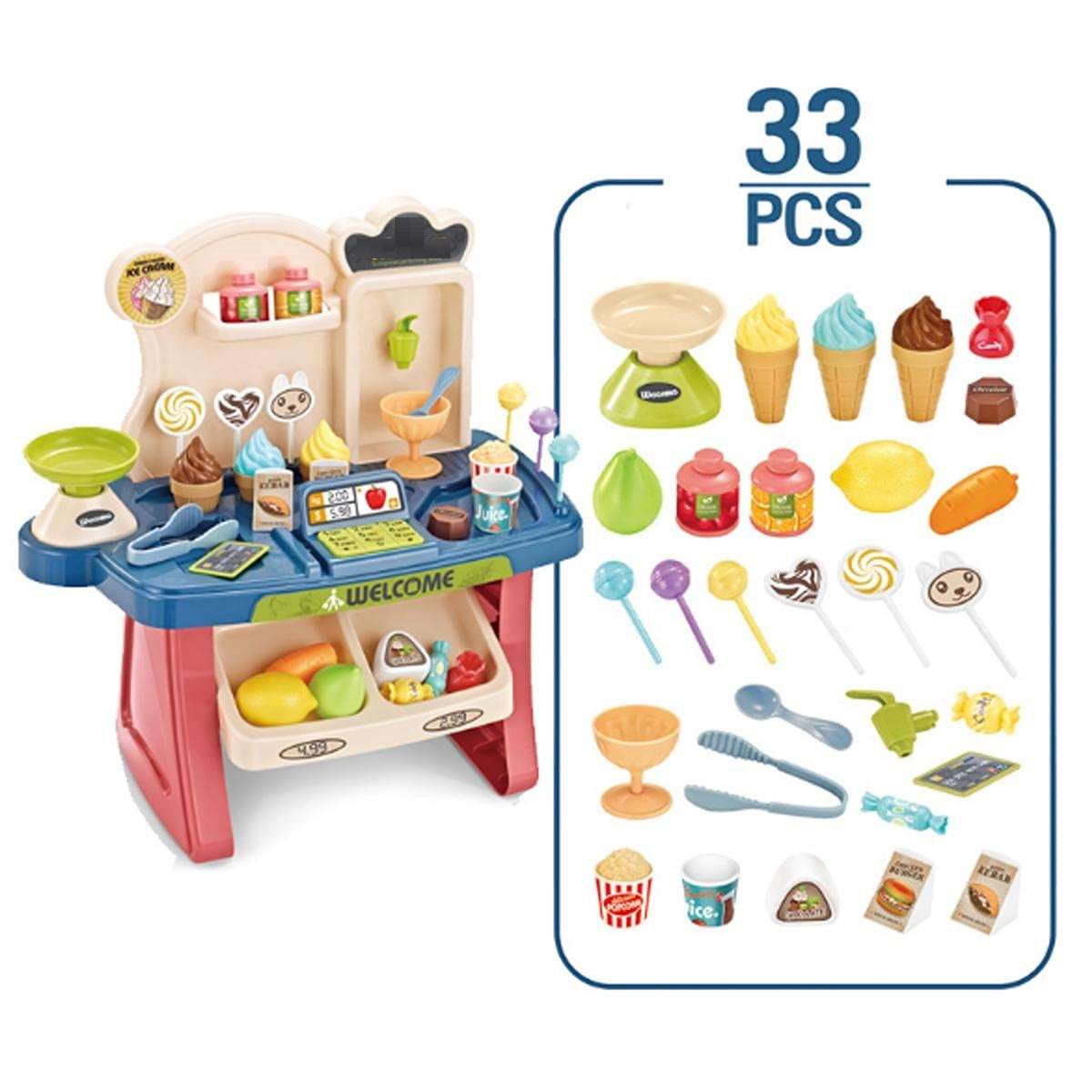 AZi® 33 pcs Children Gift Home Buy Supermarket Cashier Funny Kids Pretend Play Learning Educational Toy with Sound Effects