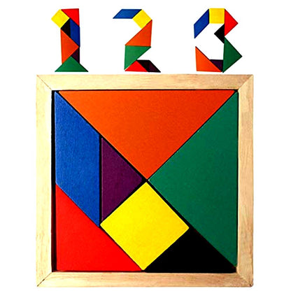 Colorful Wooden Puzzle Toy Tangram Brain Teaser Educational Developmental Kids Educational Board Games Board Game