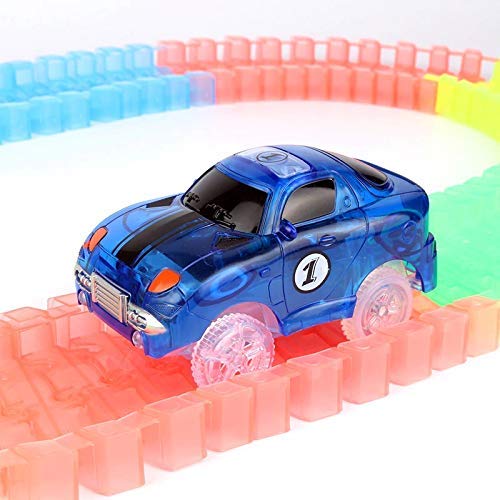 AZi Toys 134 Pieces Flexible and Bendable Glow in The Dark Twister Track Toy Set with LED Lights and Racing Car