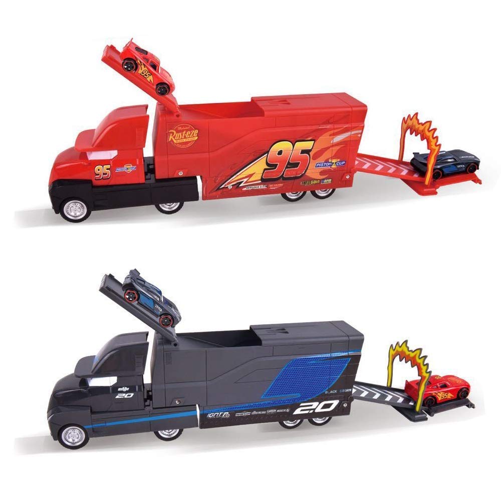 MacWin 6 in 1 Vehicle Playsets McQueen Pixar Cars 3 Jackson Storm Daniel Swervez Mack Uncle Truck Hauler and 6PCS Mini Model Car Figure Toys for Kids