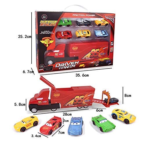 MacWin 6 in 1 Vehicle Playsets McQueen Pixar Cars 3 Jackson Storm Daniel Swervez Mack Uncle Truck Hauler and 6PCS Mini Model Car Figure Toys for Kids