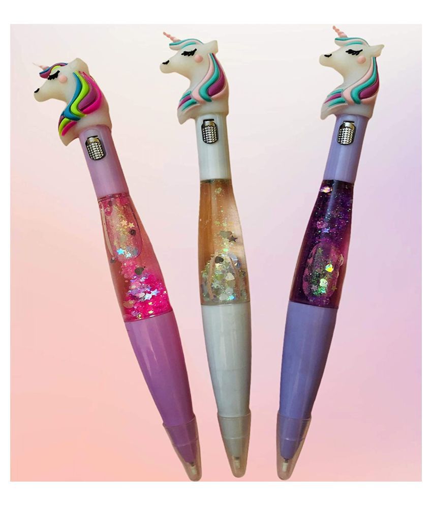 AZi® Unikorn Light Pen | Floating Glitter Unikorn Party Favors | Light Up Pen | Gift for Kids | Pack of 3