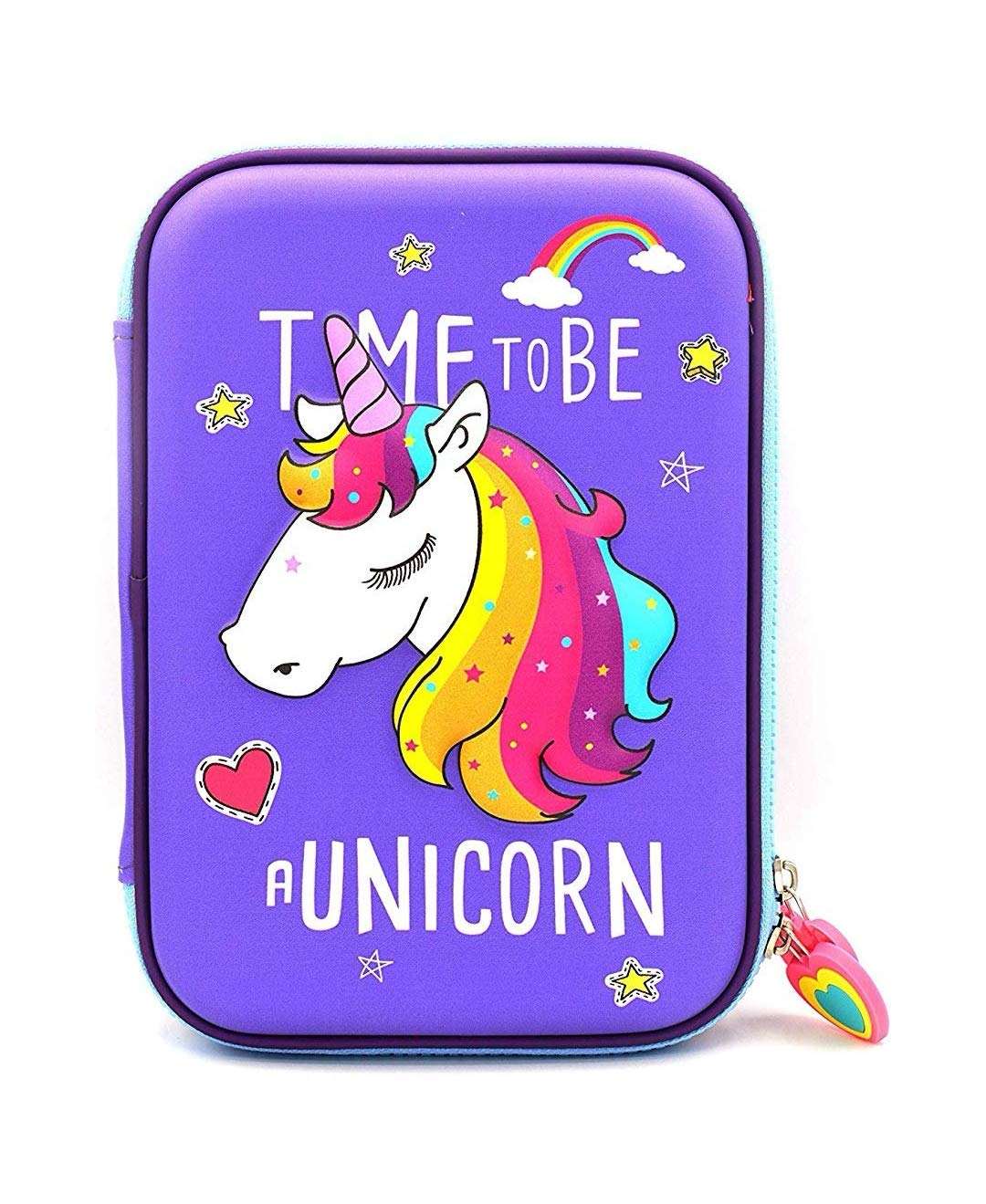AZi Stylish 3D Unicorn Pencil Box, Large Capacity Pencil Case, EVA Hardtop Jumbo Princess Pencil Box Travel Pouch Bag for School Girls and Boys, Unicorn Purple