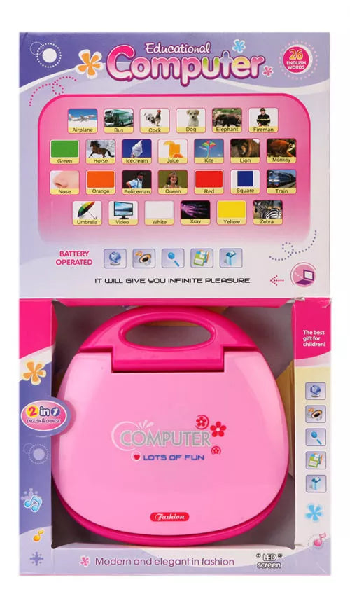 Educational Laptop With LED Screen – Pink