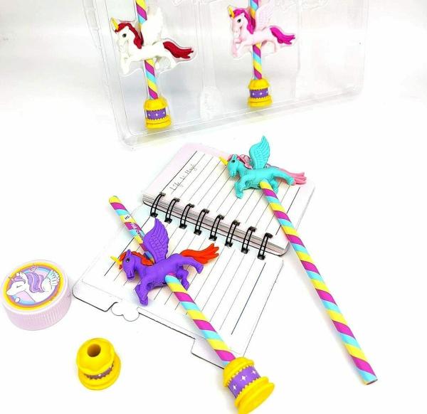 Unicorn Stationary Set for Kid -with 4Pencil,1 Sharpene, 4 Eraser