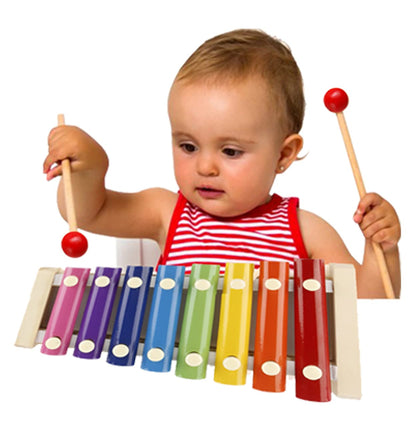 AZi® Wooden Xylophone with 8 Notes for Kids with Handle (Multicolour)